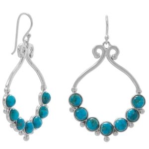 POLISHED RECONSTITUTED TURQUOISE BEAD WIRE EARRING